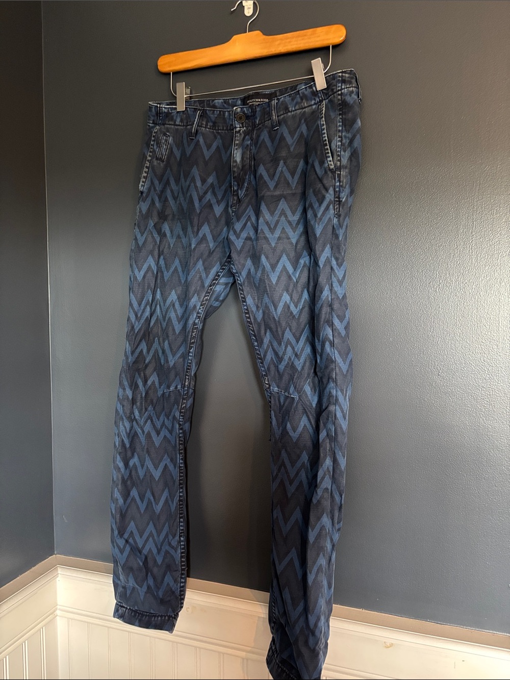 Scotch & Soda Blue Chevron Pattern Men’s Jeans